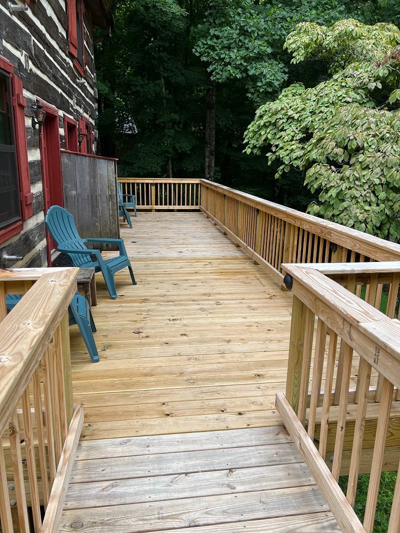Semi private deck overlooking serene quiet trees