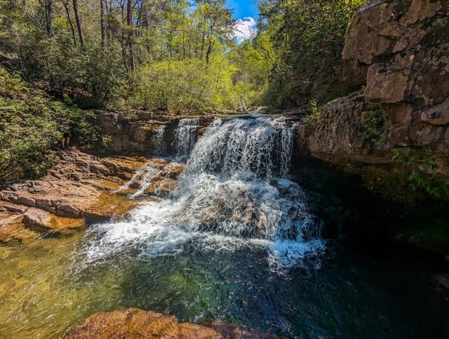 waterfall at St. Mary's Falls cascading over rocks