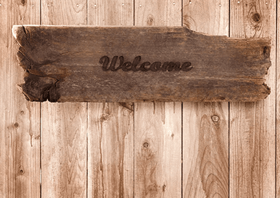 wood welcome sign